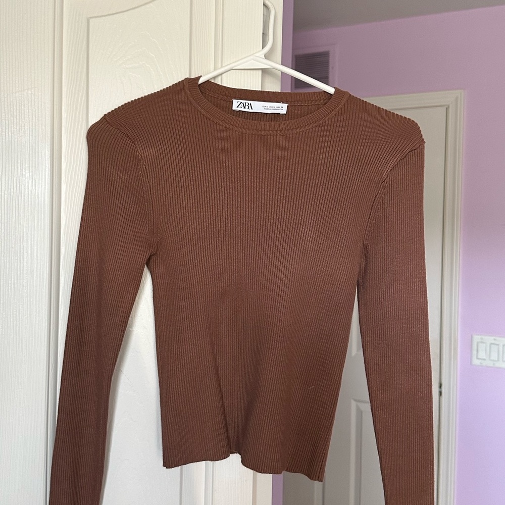 ZARA Ribbed Long Sleeve Shirt